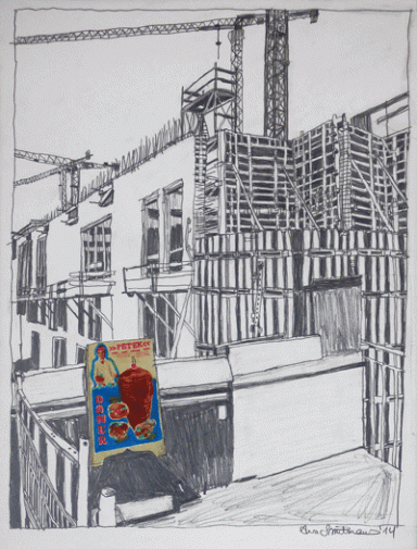 "Baustelle mit Dönerschild"